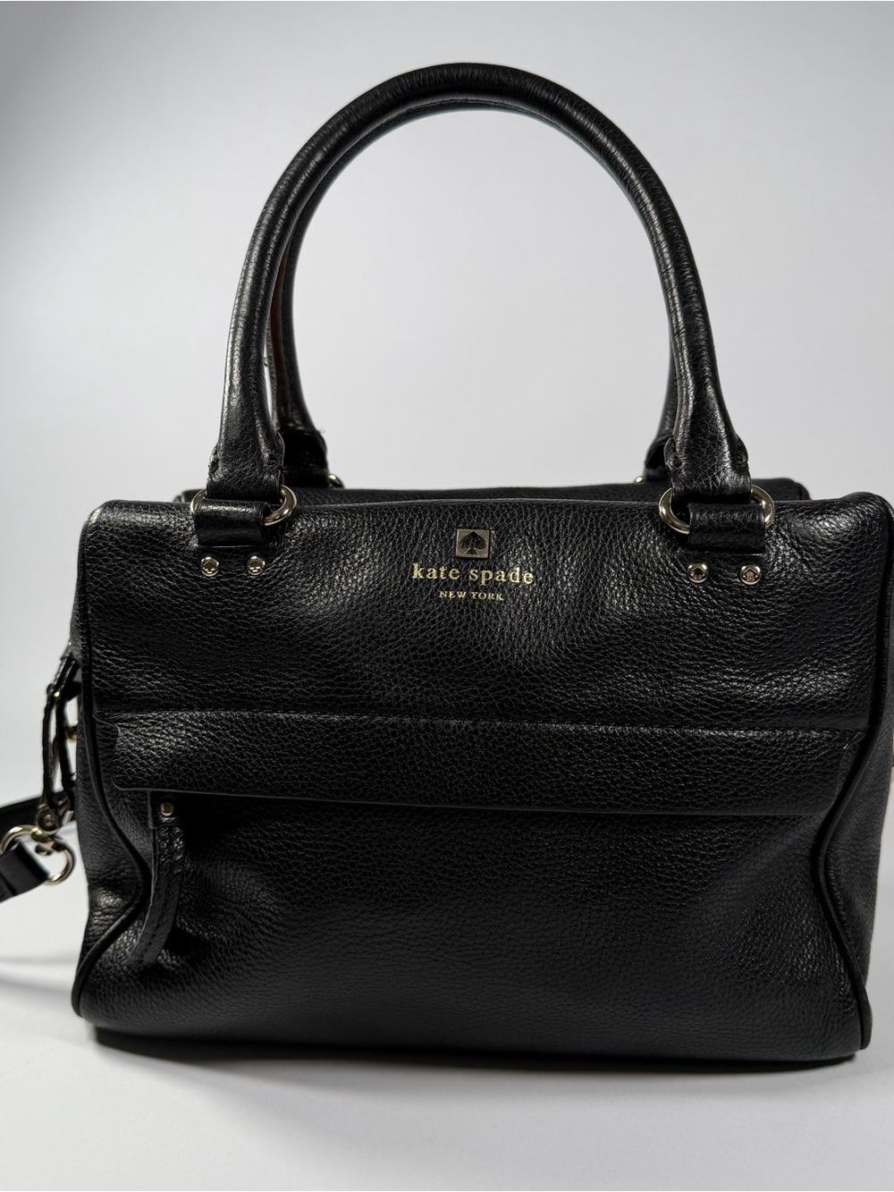 Kate Spade New York Black Pebbled Leather Satchel Crossbody EUC